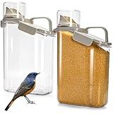 DEAYOU 2 Pack Bird Seed Storage Container, 3 Qt/2.8 L Airtight Cereal Storage Bin with Pour Spout and Measuring Cup, BPA Free Plastic Water Pitcher with Handle for Rice, Grain, Flour, Pet Food