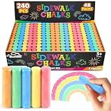 Sidewalk Chalks Bulk Kids: 240Pcs 48 Packs in 5 Colors Jumbo Washable Chalk