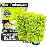 Chemical Guys Chenille Premium Scratch-Free Microfiber Wash Mitt for Car Washing - 2 Pack, Lime Green, Ultra-Soft Car Wash Gloves, Swirl-Free Finish, Safe for Trucks, SUVs, Motorcycles, and More