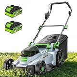 Cordless Lawn Mower, 17-Inch Walk Behind Lawn Mower for Garden