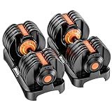 Moveta Adjustable Dumbbells Set of 2，Free Weights Dumbbells Set，Adjustable Dumbbell Set，52.5 lbs pair 105 lbs，15 in 1，for Men/Women Gym Equipment for Home Strength Training Equipment