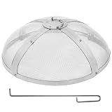 VEVOR Fire Pit Spark Screen Round 27", Reinforced Heavy Duty Steel Metal Cover, Outdoor Firepit Lid, Easy-Opening Top Screen Covers Round with Ring Handle for Outdoor Patio Fire Pits Backyard