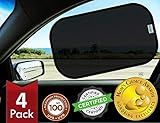 Car Window Shades - Certified 99.79% UVA & 99.95% UVB sun protection. Award winning car sun shade for side windows. 4 Pack (2 Transparency options) 20" x 12" - Car accessories interior by Kinder Fluff