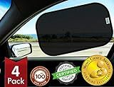 Car Window Shades - Certified 99.79% UVA & 99.95% UVB sun protection. Award winning car sun shade for side windows. 4 Pack (2 Transparency options) 20" x 12" -window shade for car baby by Kinder Fluff