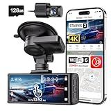 REDTIGER 4K STARVIS 2 Dash Cam Front and Rear, 5GHz WiFi 20MB/s Download, 128GB Card Included, Voice Control, Dash Camera for Cars with 3.18" Touch Screen, GPS, Loop Recording, Parking Mode(F7N Touch)