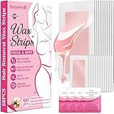 hoyesch 60 PCS Wax Strips - 40 Facial & 20 Body Waxing Kit for Women’ s Hair Removal,Wax Strips for Face,Eyebrow,Body, Arms, Legs, Chest, Back, Bikini/Brazilian Waxing Strips & 4Calming Oil Wipes