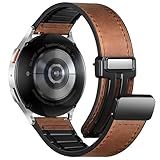 Charlam Magnetic Leather Bands Compatible with Samsung Galaxy Watch 7 Band 6 5 4 FE Active 2 40mm 44mm/Watch 6/4 Classic/Watch 5 Pro/3, 20mm Genuine Leather Straps for Samsung Watch Bands Men Women