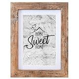 Califortree 5x7 Picture Frame - Can Display Photo 4x6 with Mat, Wood Frame with Shatterproof Plexiglass, Wall & Tabletop Display, Rustic Brown