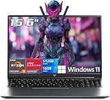 Gaming Laptop with AMD Ryzen 4300U Processor, 15.6" FHD Screen Laptop Computer with Radeon Graphics, 16GB RAM 512GB ROM Laptops Work Student Windows 11 Laptop, Wi-Fi, Type-C, HDMI, Webcam Cover Slide