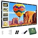 AAJK Projector Screen 120 inch, Washable Projector Screen 16:9 Foldable Anti-Crease Portable Projector Movies Screen for Home Theater Outdoor Indoor Support Double Sided Projection