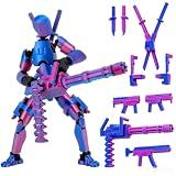 Gatling Gun Titan 13 Action Figure Set【Assembled】, Robot T Action Figure 3D Printed Dummy 13 Action Fidget Toys Figure Articulated, Lucky 13 for Collectors Desktop Decorations (Purple Blue)