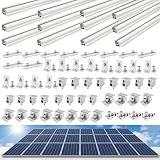 Mindoub Solar Panel Mounting Rail Kit for 10 x 320W Panels, Includes 16 x 47.2 Aluminum Rails, Adjustable Clamps, L-Brackets & Grounding Hardware, Racking System for Metal, Tile, Shingle Roof
