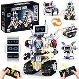 VOPOGLNE 5 in 1 STEM Robot Building Kit, APP & Remote Control Screen Building Toys, Eye Coding Robots Rechargeable, 620Pcs DIY Super Warriors for Kids Learning, Boys Girls Birthday Gifts