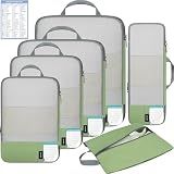 BAGAIL Lightweight Compression Packing Cubes for Travel, 6 Set,Matcha Green