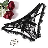 Avidlove Black Underwear Women Floral Lace Cheeky Panties with Bow Back Strappy Criss Cross Bikini Panty Brief
