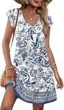 OFEEFAN Womens Summer Dresses School Outfits for Teachers Mother of Bride Clothes Boho Casual Elegant Classy Date Sundresses Print 07 XL