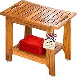 NNN 21" Standard Teak Shower Bench with Japan-Made Non-Slip Leveling Feet