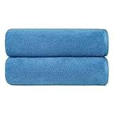 Amazon Basics 2-Piece Quick-Dry Oversize Bath Towel, 100% Cotton, 54" x 30", Lake Blue