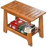 NNN 24" Commercial Teak Shower Bench - 8 Non-Slip Leveling Feet & 350 lbs Capacity | Rock-Solid Stability for Seniors & Spa Safety | Waterproof Design for Saunas/Outdoor Pools (Patented)