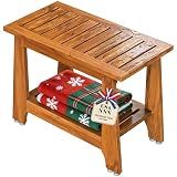 NNN 24" Commercial Heavy Duty Teak Shower Bench, Patented, Non-Slip Stable
