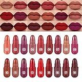 LSxia 18 Colors Capsule Pills Lipstick Mini Lip-Stick Set, Long Lasting Mini Matte Lipstick Lip Stain Lip Tint - Labiales Mate 24 Horas Originales, Cute Dark Red Matte Lipsticks Set for Women
