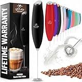 Zulay Kitchen Milk Frother Handheld Electric Whisk – Frother Wand, Durable Drink Mixer, Coffee Frother, Hand Blender, Frother for Protein Powder, Matcha & More - Black