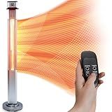 SereneLife Infrared Patio Heater, Electric Patio Heater with Remote Control, 1500 W, Indoor/Outdoor Heaters for Patio, Restaurant, Backyard, Garage, Decks (Silver)