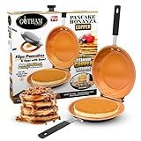 Gotham Steel Double Sided Pan, The Perfect Pancake Maker – Ceramic Nonstick Copper Easy to Flip Pancake Griddle for Fluffy Pancakes, Omelette Maker, Frittata Maker & More! Dishwasher Safe