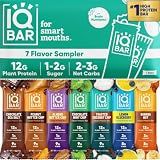 IQBAR Clean High Protein Bars, Low Sugar Snack, Sampler Variety 7ct