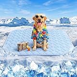 QOKO Dog Cooling Mat for Large Dogs, Long-Lasting Cool Pad for Dogs Outdoor & Indoor Use with Ice Silk Fabric & Waterproof Cover, Summer Cooling Pet Bed 36" x 26", Non-Slip Washable Pet Blanket
