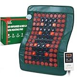 UTK Far Infrared Heating Pad for Back with Red Light Therapy, 8X Pain Relief for Body, Hot to 159℉, FSA-HSA Eligible, Auto Shut Off, 56 Jades & 32 Magnets Stone, 26 x 20''