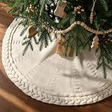 Knit Christmas Tree Skirts, Neutral Tree Skirt, Cozy Christmas Decorations