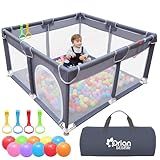 Orian Baby Playpen Large Playpen for Babies and Toddlers, Oxford Fabric, Indoor & Outdoor Play Pen, 10 Colorful Balls, 4 Pull-Up Rings, Carry Bag (50x50)
