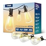 VIPAR Outdoor String Lights 25FT LED Patio Lights IPX5 Waterproof with 10+1 ST38 Shatterproof Edison Bulbs, 2700K Connectable Outside Hanging Light for Porch, Garden, Backyard, Deck, Balcony, Decor