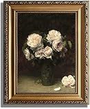 ASTRDECOR Vintage Floral Wall Art, Gold Framed Canvas Wall Art Moody Dark Roses Painting, Vintage Flower Art Print for Kitchen Bedroom Bathroom Wall Decor, French Country Decor - 9" x 12"