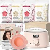 KOTAMU Wax Kit Pink Digital Hair Removal Waxing Kit for Women & Men Hot Wax Warmer Pot for Face, Eyebrow, Body, Brazilian, Bikini, Sensitive Skin Waxing Machine with 25 Accessories for Home Salon