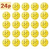 Navona 24 Pack Premium 40-Holes Yellow Outdoor Pickleball Balls, Meet USAPA Official Requirement, Perfectly Balanced, High Bounce True Flight, Durable Outdoor Pickleball Set