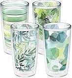 Tervis Yao Cheng Green Crystal Made in USA Double Walled Insulated Tumbler Travel Cup Keeps Drinks Cold & Hot, 16oz 4pk, Green Collection