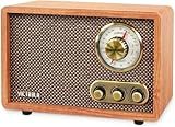 Victrola Willow – Retro Wood Bluetooth Radio with Built-in Speakers: Elegant & Vintage Design, Rotary AM/FM Tuning Dial, Bass & Treble Control, Wireless Streaming (Walnut)