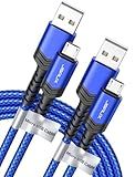 JSAUX Micro USB Cable for Android, (2-Pack 6.6FT) Kindle Charger Cord Replacement, Nylon Braided USB Micro Charging Cable Compatible with Galaxy S7 S6 J7 Edge Note 5, Kindle, MP3-Blue