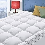 Twin XL Mattress Topper for Back Pain, Cooling Extra Thick Mattress Pad Cover with 8-21 inch Deep Pocket, Plush Pillow Top Mattress Topper Overfilled with Down Alternative, Twin Extra Long, White