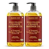 Majestic Pure Cellulite Massage Oil for Massage Therapy- Refreshing and Relaxing- Natural Oils with Grapeseed, Eucalyptus & Lemon Oil- All Skin Types- Men and Women Massage Lotion- 8 fl oz (Pack of 2)