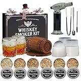 Birthday Gifts for Men Whiskey Smoker Kit Bourbon Cocktail with Torch-6 Flavors Wood Chips for Old Fashioned Drinks,House Warming,Unique for Men Him,Husband,Dad,Boyfriend(No Butane)