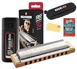 Hohner Marine Band 1896 Harmonica - Key of B Bundle with Case, Pouch, Online Manual, and Austin Bazaar Polishing Cloth