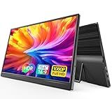 WGK Portable Monitor 15.6-inch 1080P USB-C HDMI Ultra Slim Travel Monitor with Kickstand for Laptop, PC, Mac Phone, PS, Xbox, Swich Gaming Monitor IPS Slim Zero Bezel