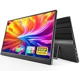 WGK 15.6 inch Portable Monitor 1080P FHD Travel Display HDMI/USB-C Compatible with Laptops, Desktops, Phones, PS, Mac, Xbox, Switch, and Other Gaming Devices Includes Stand and Speakers VESA