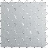 Speedway Garage Floor Diamond Tile, 12 x 12-Inch, Silver, 10-Piece Set