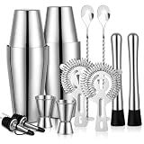 Mwellewm Cocktail Shaker Set, Boston Shakers Bartending Professional Bartender Kit Bartender Beginner Mixed Alcohol Martini Shaker Tins Tool for Bar Drink