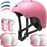 Kids Bike Helmet Set, Adjustable Helmet for Ages 3-15 Year Boys Girls, Helmet Pad Set with Knee and Elbow Pads for Bike, Roller, Skating, Scooter, Longboard and More Sports