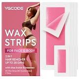 60PCS Wax Strips for Hair Removal: Waxing Kit for Women - 40 Body & 20 Facial Wax Strips for Face Arms Legs Underarms Bikini with 4 Calming Oil Wipes